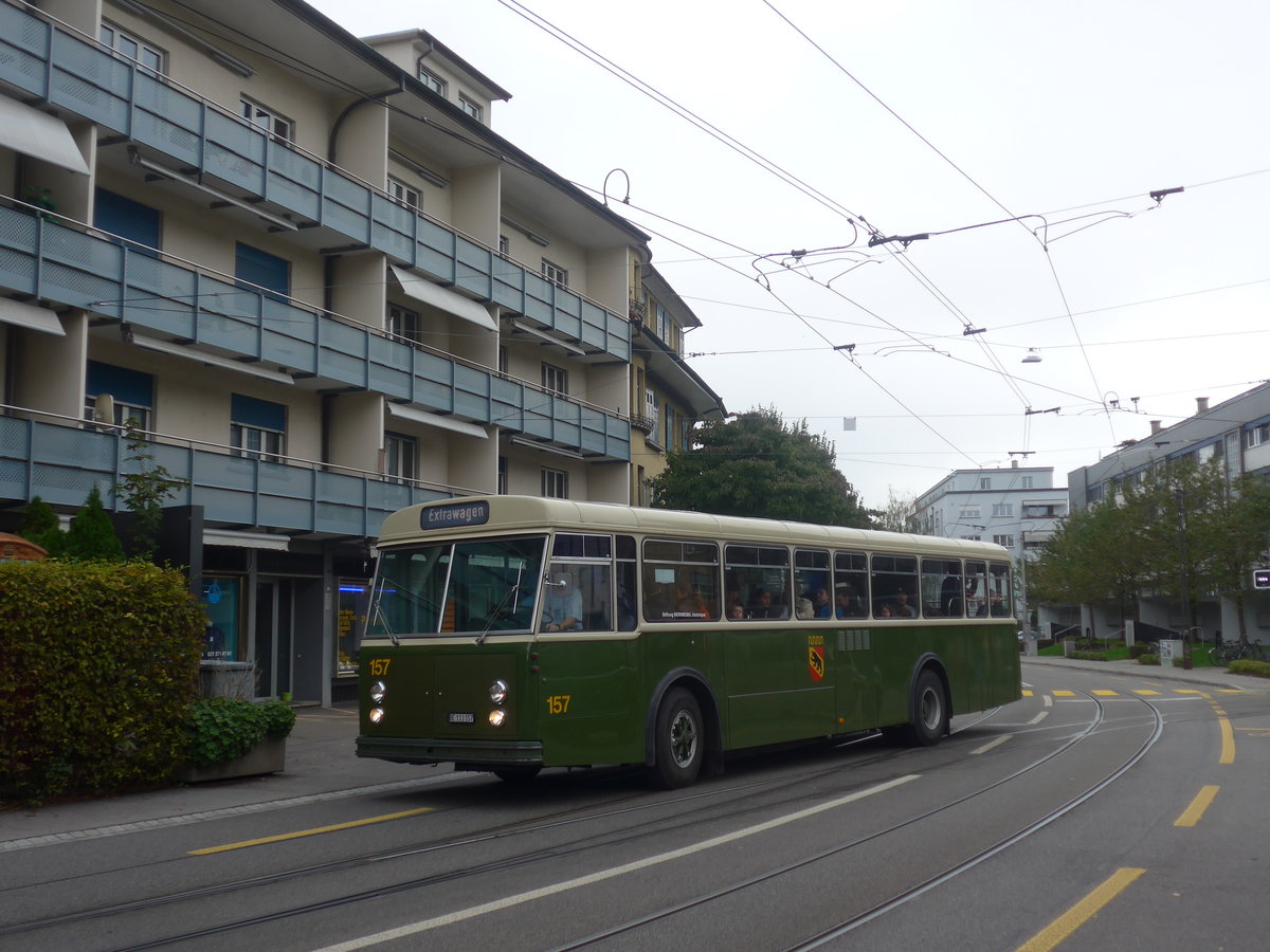 (210'458) - SVB Bern (Bernmobil historique) - Nr. 157/BE 113'157 - FBW/Gangloff am 20. Oktober 2019 in Bern, Weissenbhl