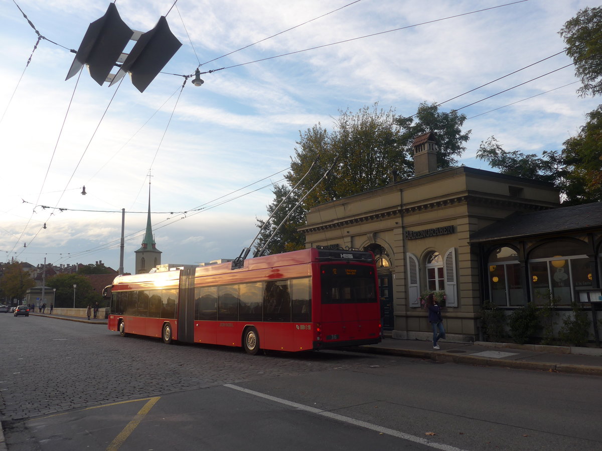 (210'482) - Bernmobil, Bern - Nr. 36 - Hess/Hess Gelenktrolleybus am 20. Oktober 2019 in Bern, Brenpark