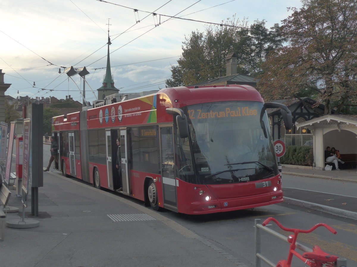 (210'488) - Bernmobil, Bern - Nr. 31 - Hess/Hess Gelenktrolleybus am 20. Oktober 2019 in Bern, Brenpark