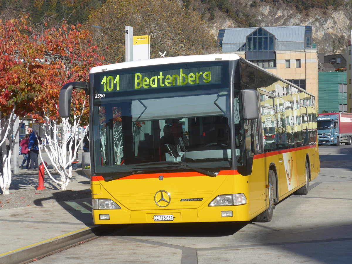 (210'984) - PostAuto Bern - BE 475'064 - Mercedes (ex BE 700'282; ex Schmocker, Stechelberg Nr. 3) am 11. November 2019 beim Bahnhof Interlaken West