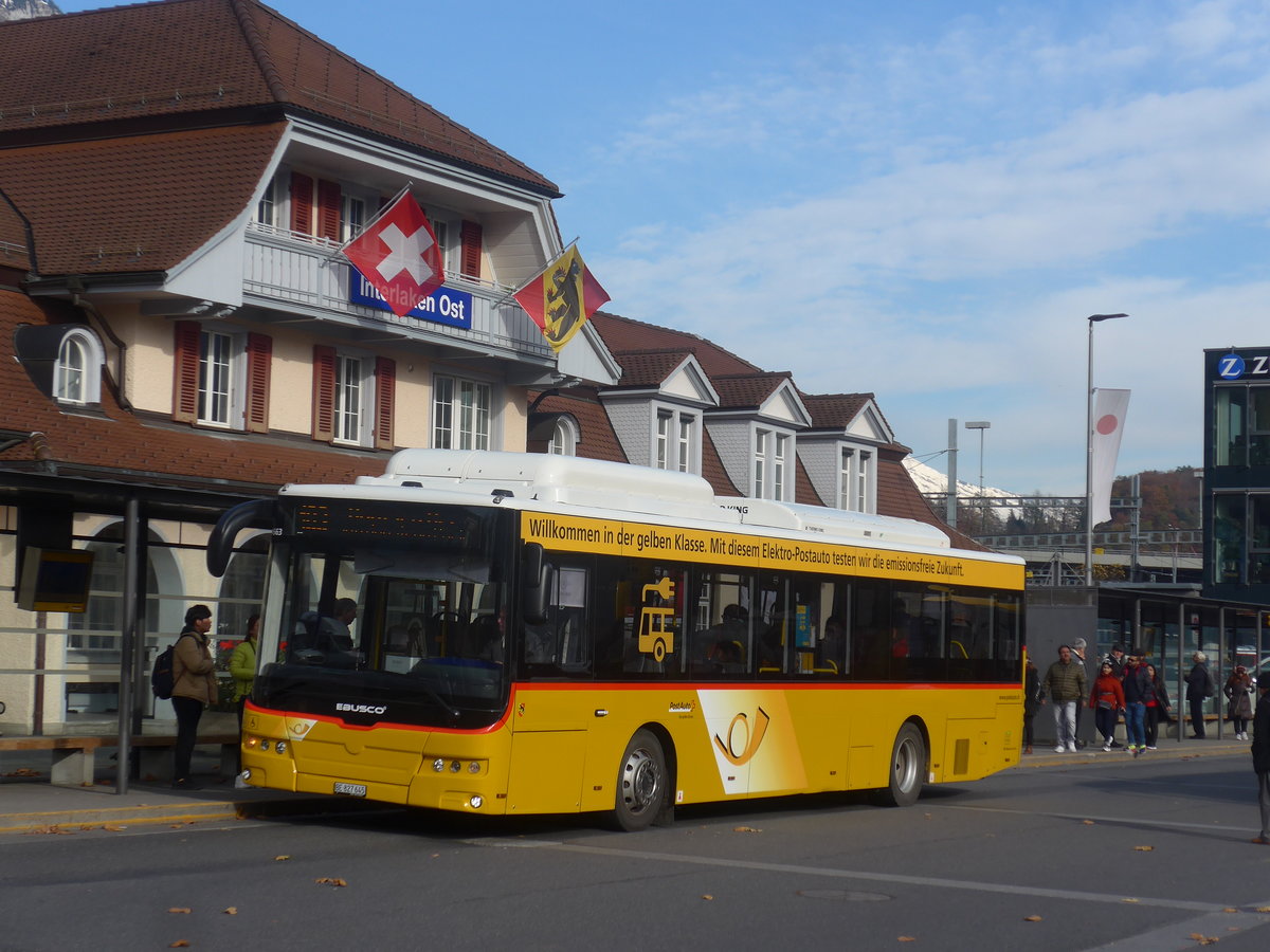 (211'029) - PostAuto Bern - BE 827'645 - Ebusco am 11. November 2019 beim Bahnhof Interlaken Ost