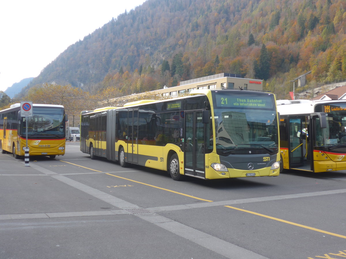 (211'030) - STI Thun - Nr. 168/BE 752'168 - Mercedes am 11. November 2019 beim Bahnhof Interlaken Ost
