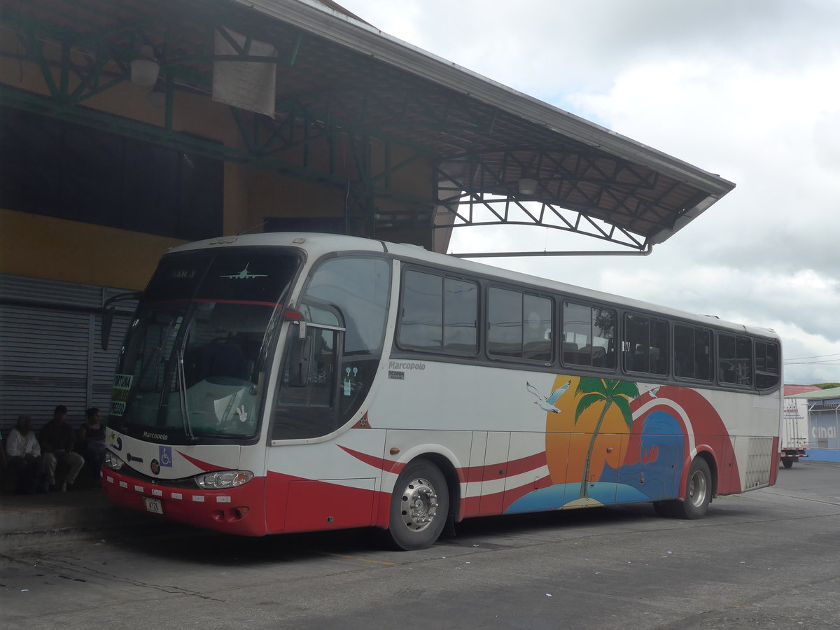 (211'820) - ??? - 4126 - Marcopolo/Scania am 20. November 2019 in La Fortuna, Busstation