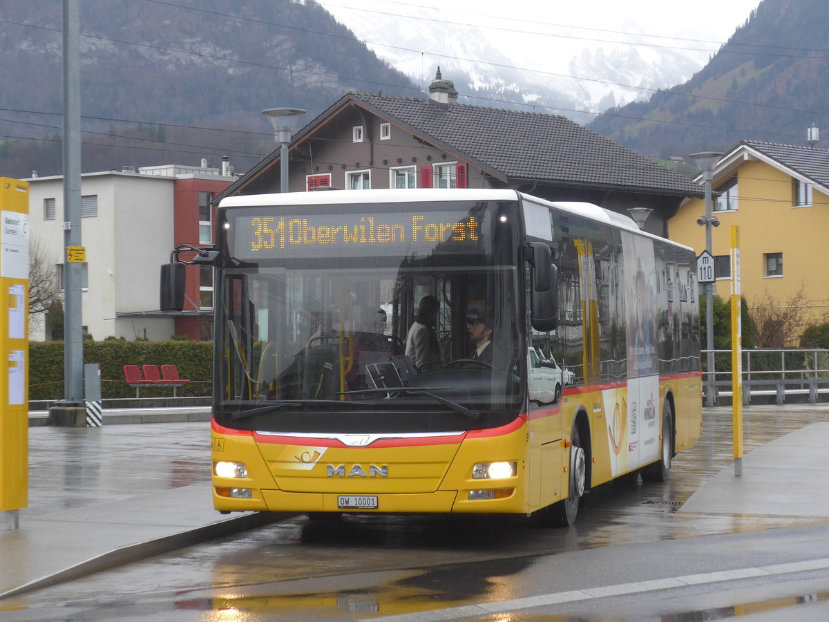 (213'065) - PostAuto Zentralschweiz - Nr. 9/OW 10'001 - MAN (ex Dillier, Sarnen Nr. 9) am 22. Dezember 2019 beim Bahnhof Sarnen