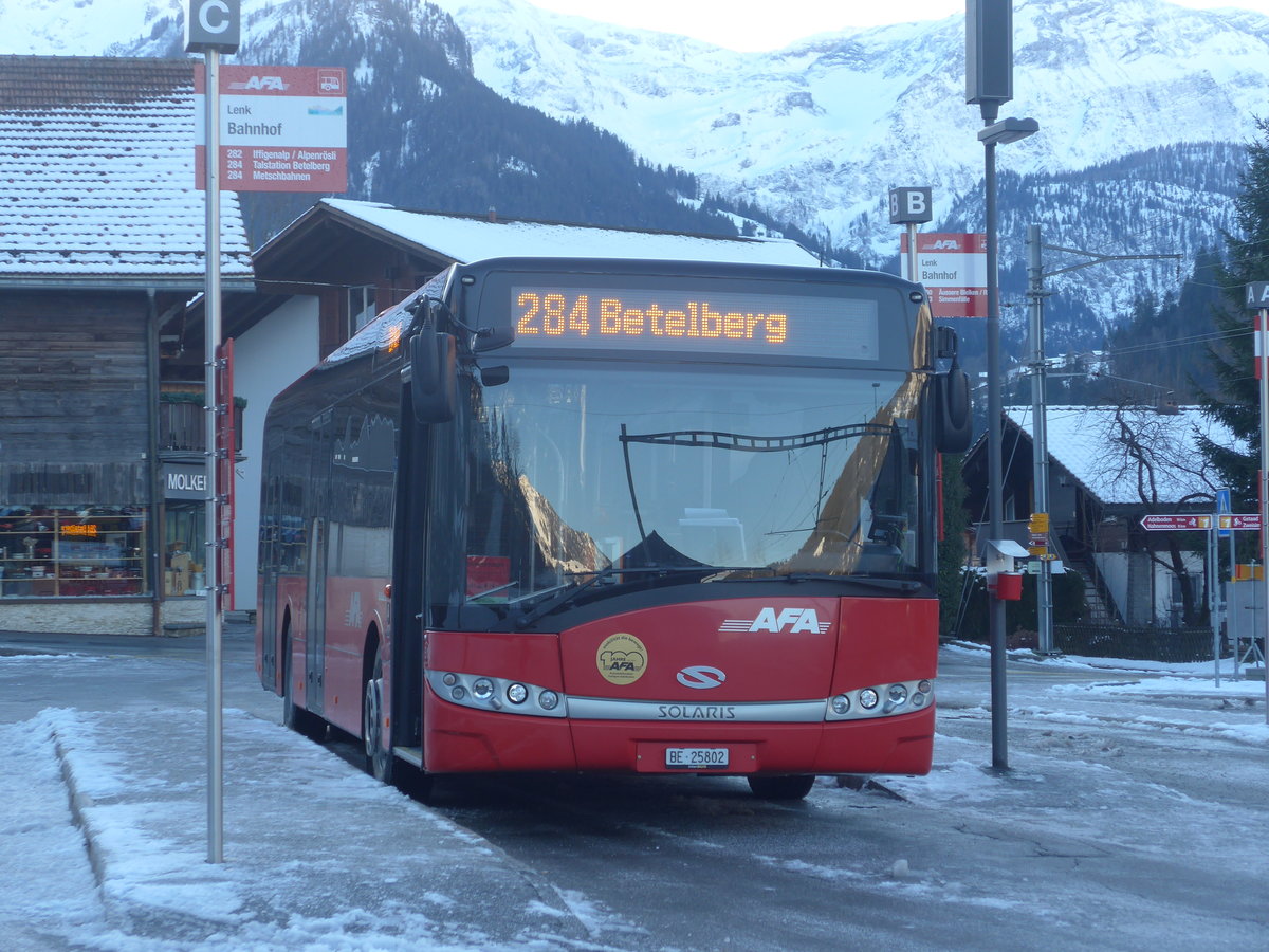 (213'096) - AFA Adelboden - Nr. 51/BE 25'802 - Solaris am 25. Dezember 2019 beim Bahnhof Lenk