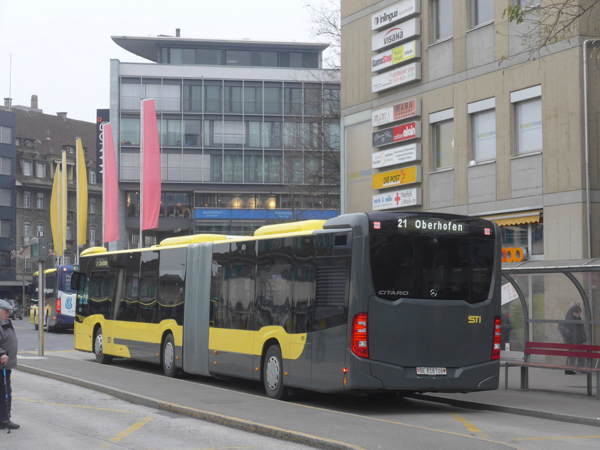 (213'193) - STI Thun - Nr. 706/BE 818'706 - Mercedes am 30. Dezember 2019 beim Bahnhof Thun