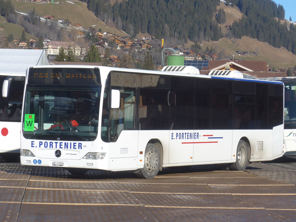 (213'596) - Portenier, Adelboden - Nr. 1/BE 27'928 - Mercedes (ex FRA-Bus, D-Frankfurt) am 11. Januar 2020 in Adelboden, Weltcup