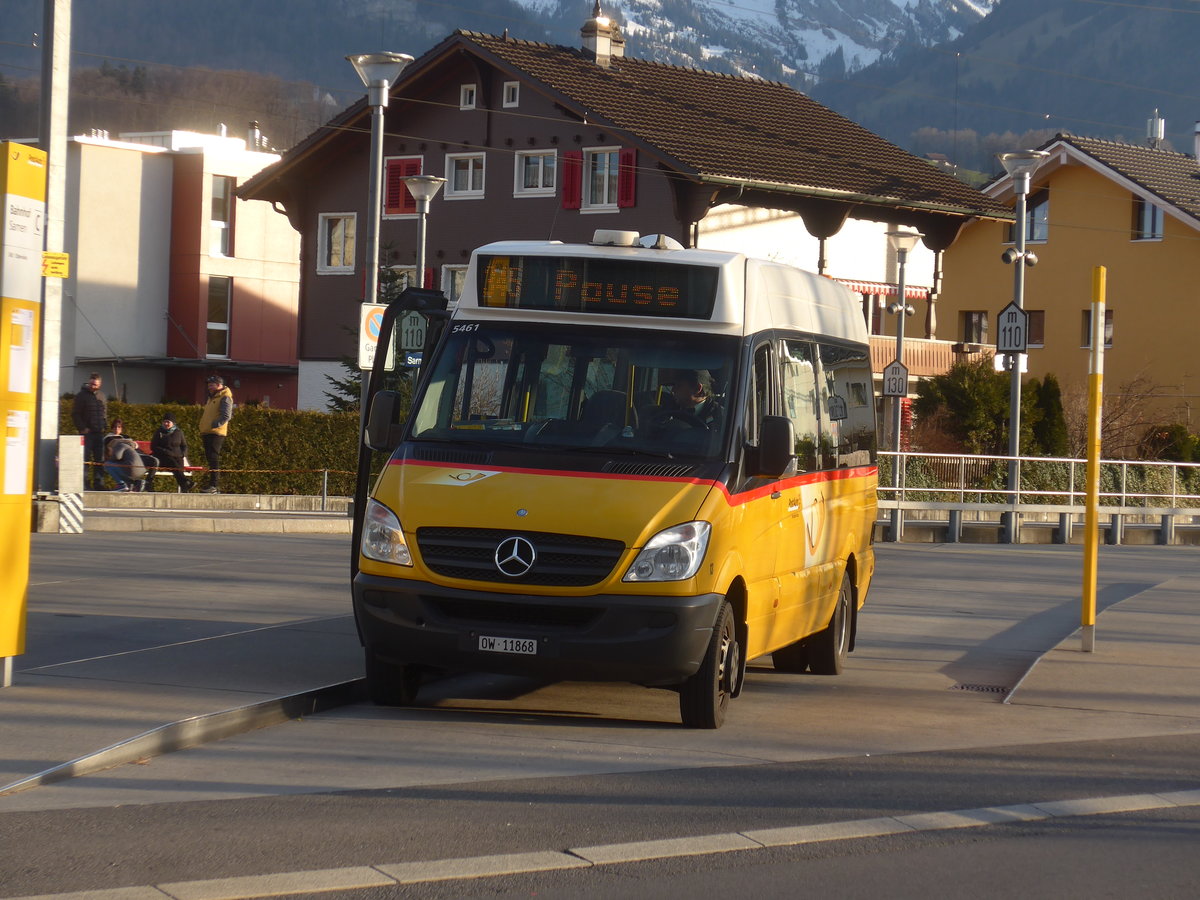 (213'799) - PostAuto Zentralschweiz - Nr. 13/OW 11'868 - Mercedes (ex Thepra, Stans Nr. 13) am 12. Januar 2020 beim Bahnhof Sarnen