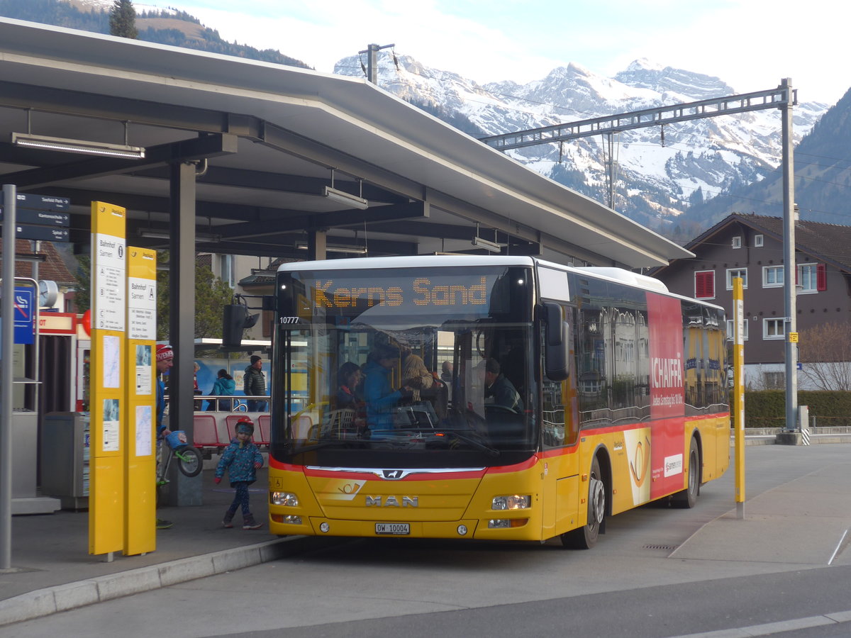 (213'805) - PostAuto Zentralschweiz - Nr. 10/OW 10'004 - MAN (ex Dillier, Sarnen Nr. 10) am 12. Januar 2020 beim Bahnhof Sarnen