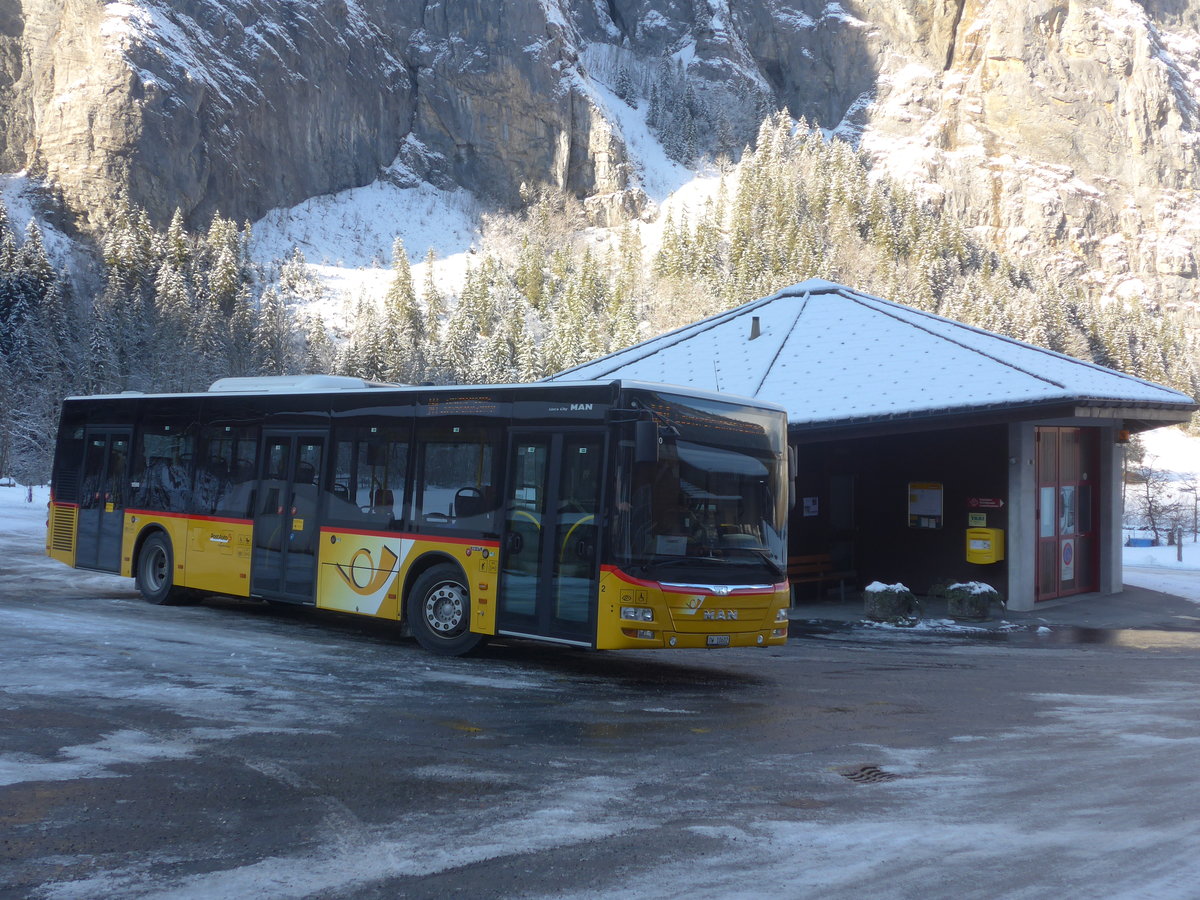 (213'906) - PostAuto Zentralschweiz - Nr. 2/OW 10'602 - MAN (ex Dillier, Sarnen Nr. 2) am 19. Januar 2020 in Stechelberg, Hotel