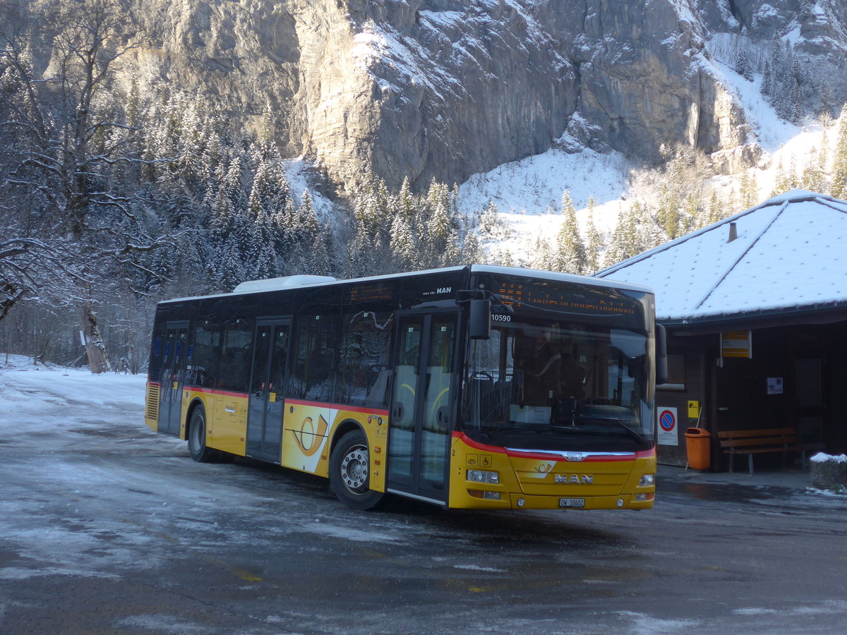 (213'907) - PostAuto Zentralschweiz - Nr. 2/OW 10'602 - MAN (ex Dillier, Sarnen Nr. 2) am 19. Januar 2020 in Stechelberg, Hotel