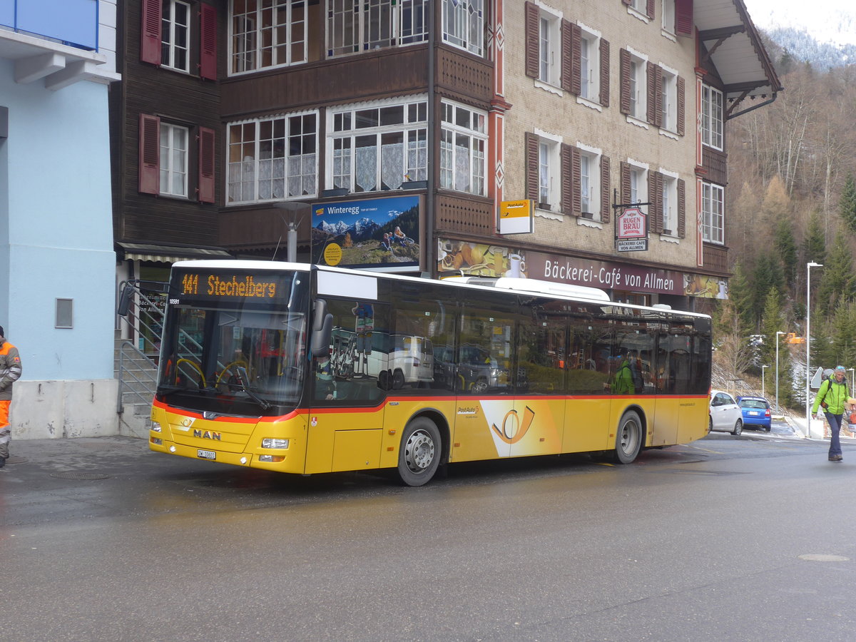 (213'920) - PostAuto Zentralschweiz - Nr. 1/OW 10'601 - MAN (ex Dillier, Sarnen Nr. 1) am 19. Januar 2020 beim Bahnhof Lauterbrunnen