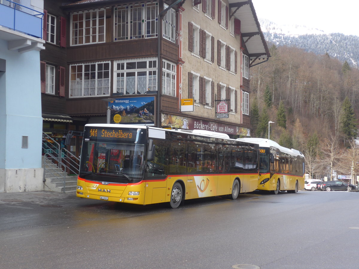 (213'922) - PostAuto Zentralschweiz - Nr. 1/OW 10'601 - MAN (ex Dillier, Sarnen Nr. 1) am 19. Januar 2020 beim Bahnhof Lauterbrunnen