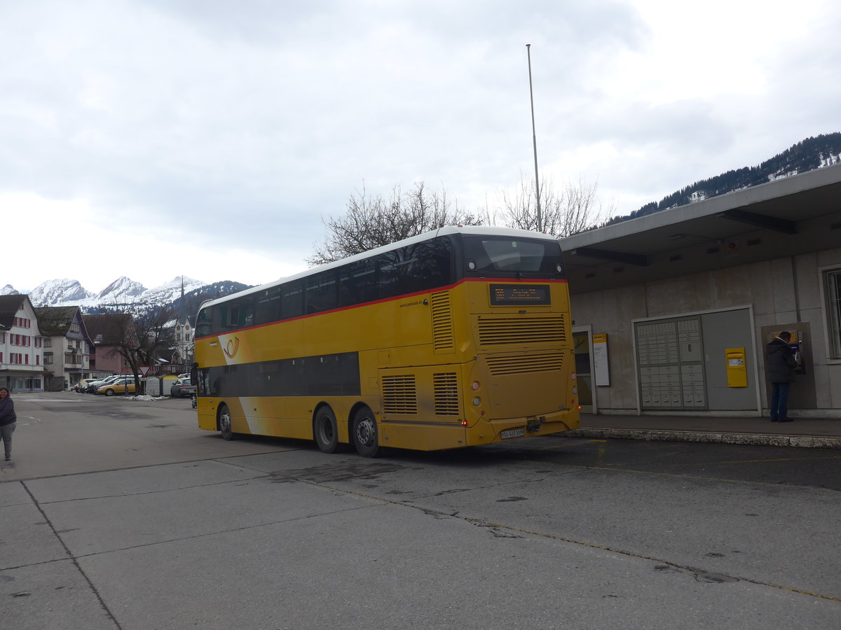 (214'049) - PostAuto Ostschweiz - SG 445'309 - Alexander Dennis am 1. Februar 2020 beim Bahnhof Nesslau-Neu St. Johann