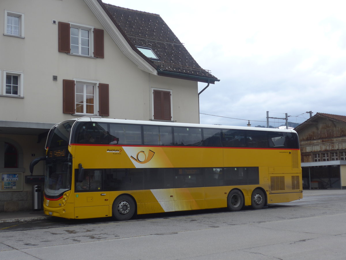 (214'054) - PostAuto Ostschweiz - SG 445'308 - Alexander Dennis am 1. Februar 2020 beim Bahnhof Nesslau-Neu St. Johann