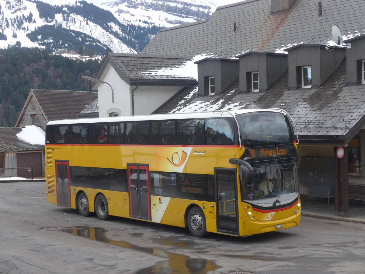 (214'063) - PostAuto Ostschweiz - SG 443'910 - Alexander Dennis am 1. Februar 2020 in Wildhaus, Dorf
