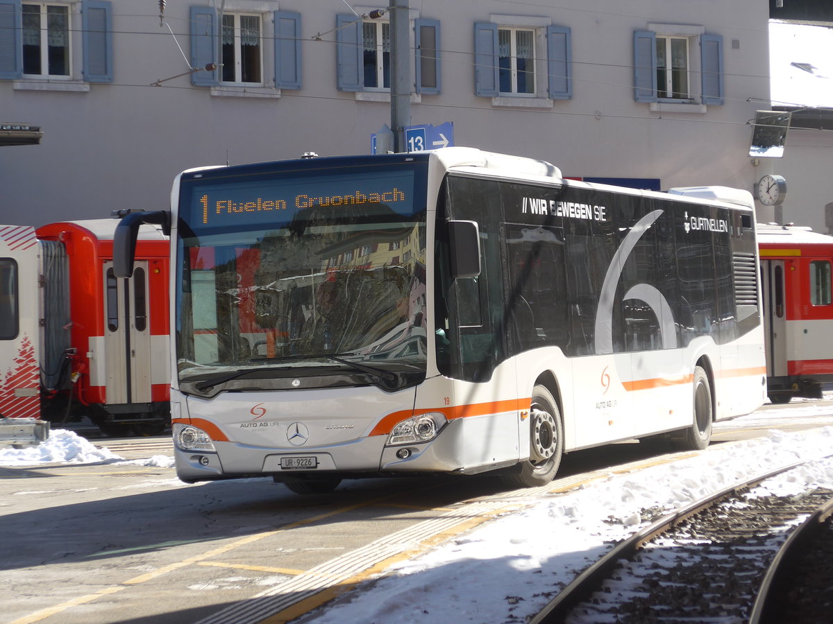 (214'157) - AAGU Altdorf - Nr. 19/UR 9226 - Mercedes am 9. Februar 2020 beim Bahnhof Gschenen