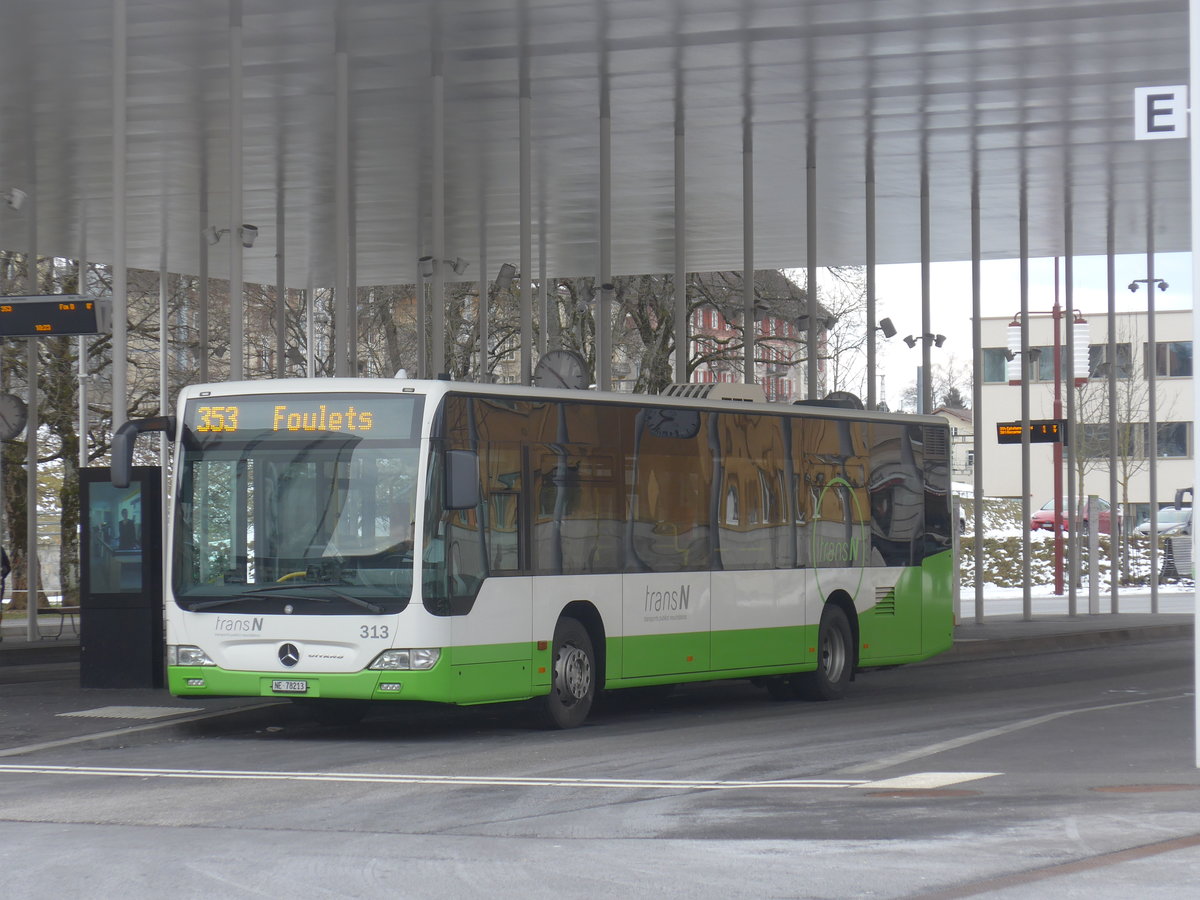 (214'258) - transN, La Chaux-de-Fonds - Nr. 313/NE 78'213 - Mercedes (ex TRN La Chaux-de-Fonds Nr. 313) am 16. Februar 2020 beim Bahnhof La Chaux-de-Fonds