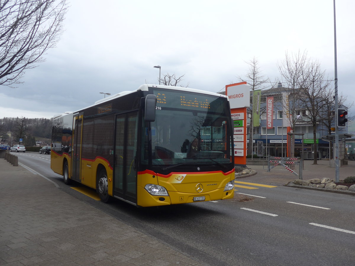 (214'407) - PostAuto Bern - BE 637'781 - Mercedes am 17. Februar 2020 beim Bahnhof Spiez