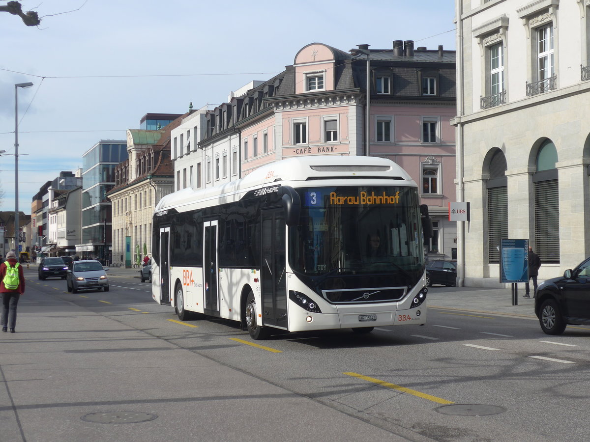 (214'596) - BBA Aarau - Nr. 47/AG 15'247 - Volvo am 20. Februar 2020 beim Bahnhof Aarau