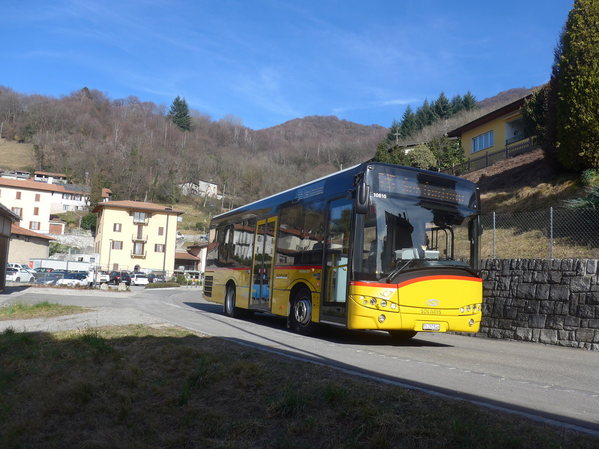(214'732) - Autopostale, Muggio - TI 297'546 - Solaris am 21. Februar 2020 in Canoggio, Via Cantonale