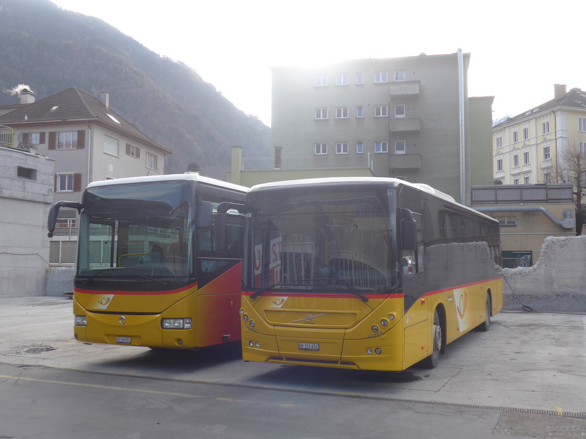 (214'938) - PostAuto Graubnden - GR 101'652 - Volvo am 1. Mrz 2020 in Chur, Garage