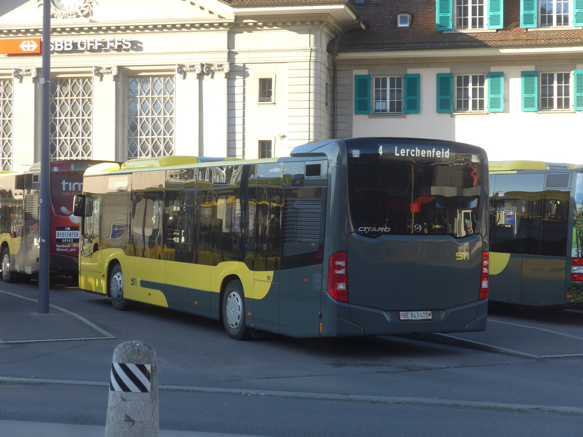 (215'191) - STI Thun - Nr. 405/BE 843'405 - Mercedes am 15. Mrz 2020 beim Bahnhof Thun