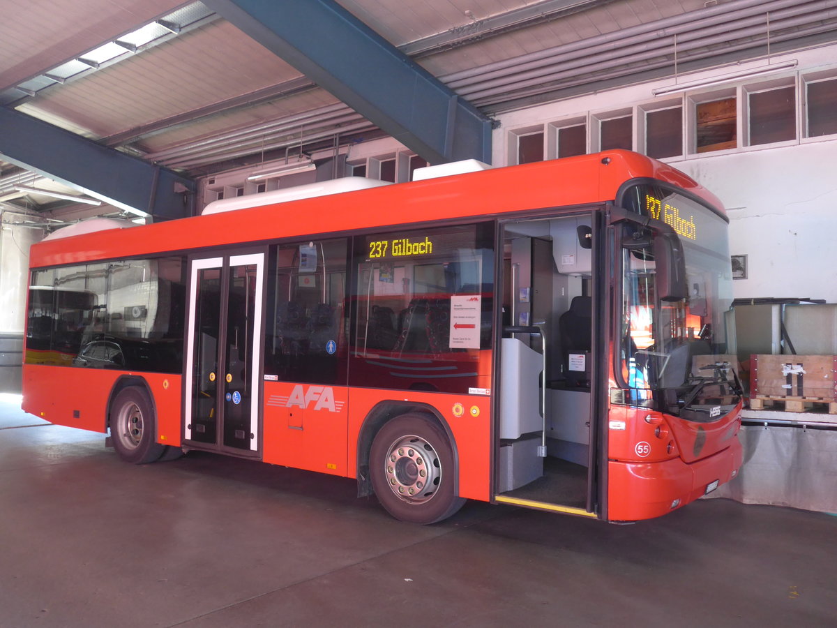 (215'525) - AFA Adelboden - Nr. 55/BE 611'055 - Scania/Hess am 25. Mrz 2020 in Adelboden, Busstation