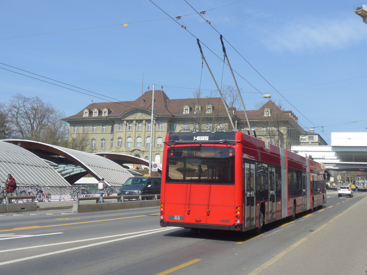 (215'586) - Bernmobil, Bern - Nr. 46 - Hess/Hess Doppelgelenktrolleybus am 27. Mrz 2020 in Bern, Schanzenstrasse