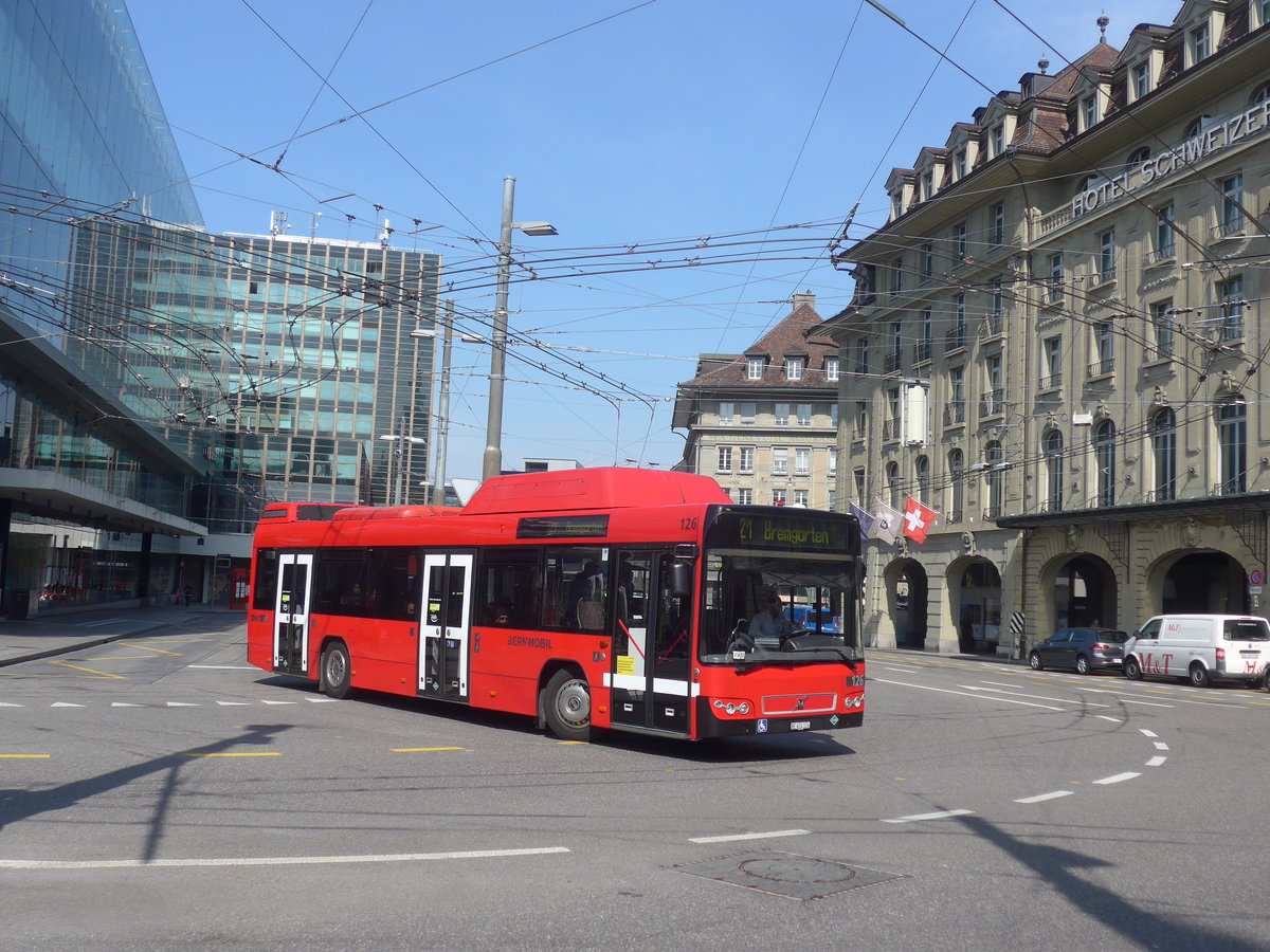 (215'616) - Bernmobil, Bern - Nr. 126/BE 624'126 - Volvo am 27. Mrz 2020 beim Bahnhof Bern