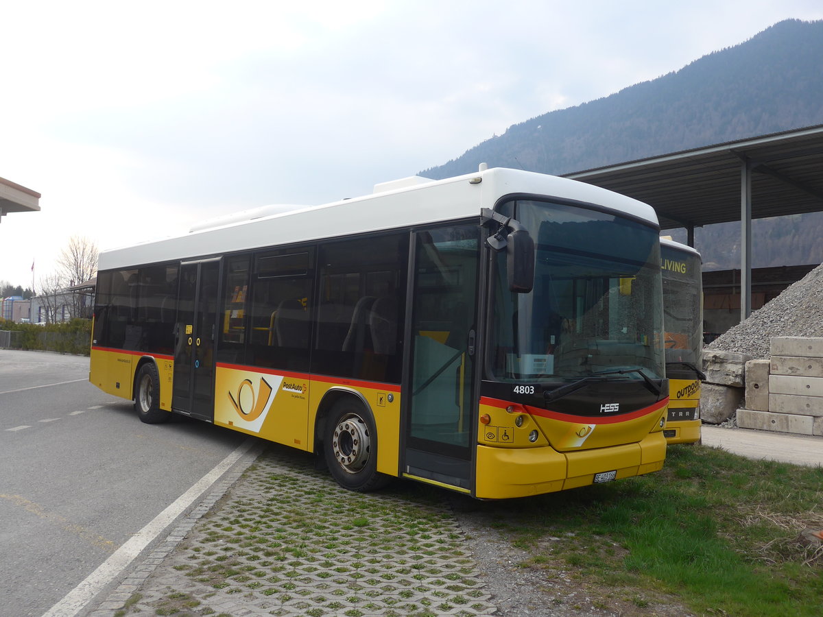 (215'654) - PostAuto Bern - BE 403'166 - Scania/Hess (ex AVG Meiringen Nr. 66; ex Steiner, Messen) am 28. Mrz 2020 in Interlaken, Garage