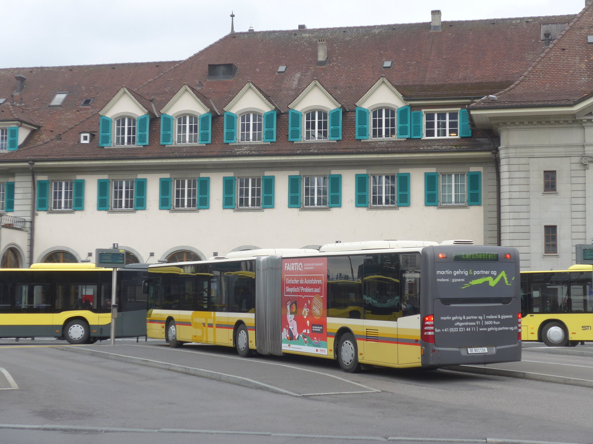 (215'686) - STI Thun - Nr. 136/BE 801'136 - Mercedes am 30. Mrz 2020 beim Bahnhof Thun