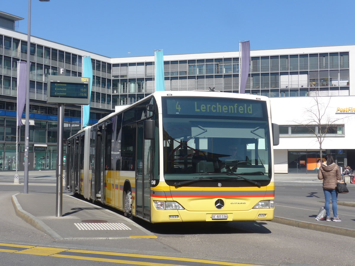 (215'778) - STI Thun - Nr. 136/BE 801'136 - Mercedes am 1. April 2020 beim Bahnhof Thun
