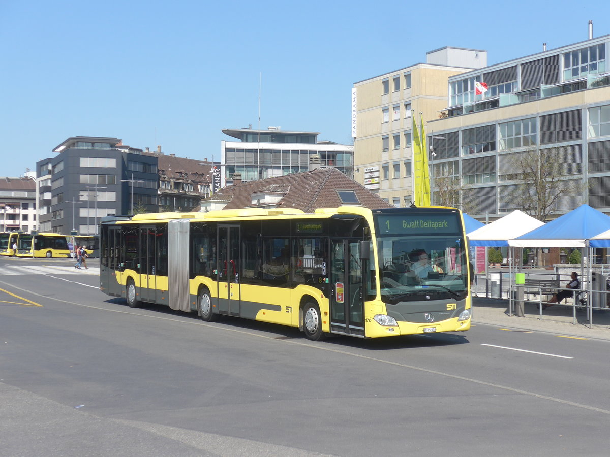 (216'041) - STI Thun - Nr. 170/BE 752'170 - Mercedes am 13. April 2020 beim Bahnhof Thun