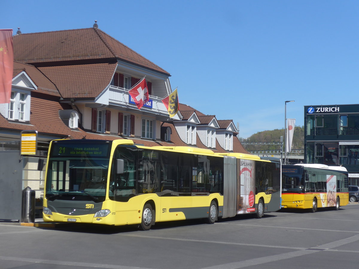 (216'066) - STI Thun - Nr. 173/BE 752'173 - Mercedes am 15. April 2020 beim Bahnhof Interlaken Ost