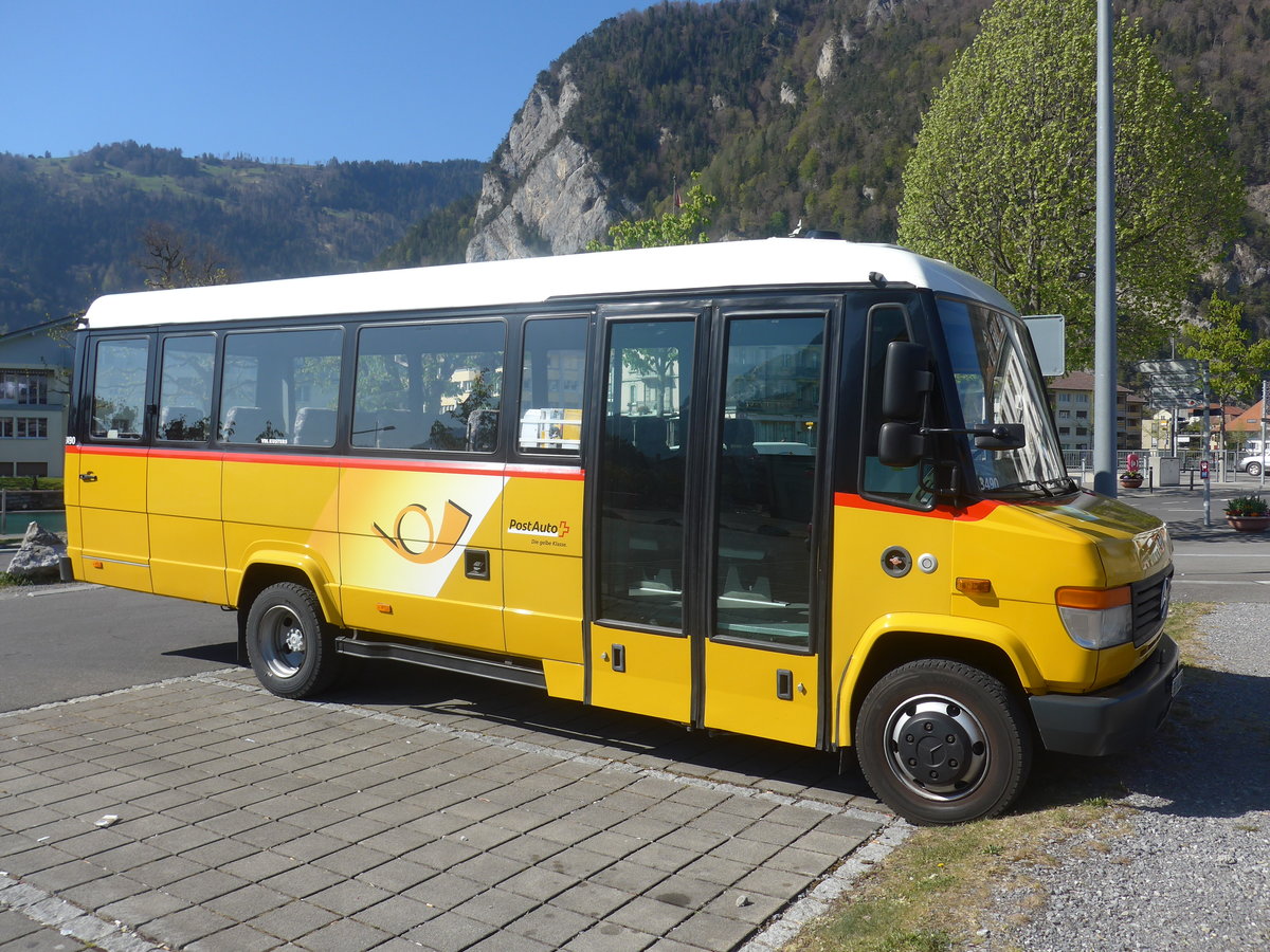 (216'090) - PostAuto Bern - BE 90'275 - Mercedes/Kusters (ex Portenier, Adelboden Nr. 7) am 15. April 2020 beim Bahnhof Interlaken West