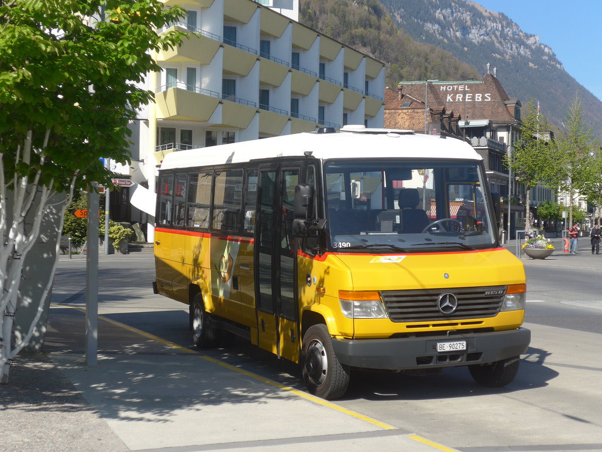 (216'092) - PostAuto Bern - BE 90'275 - Mercedes/Kusters (ex Portenier, Adelboden Nr. 7) am 15. april 2020 beim Bahnhof Interlaken West