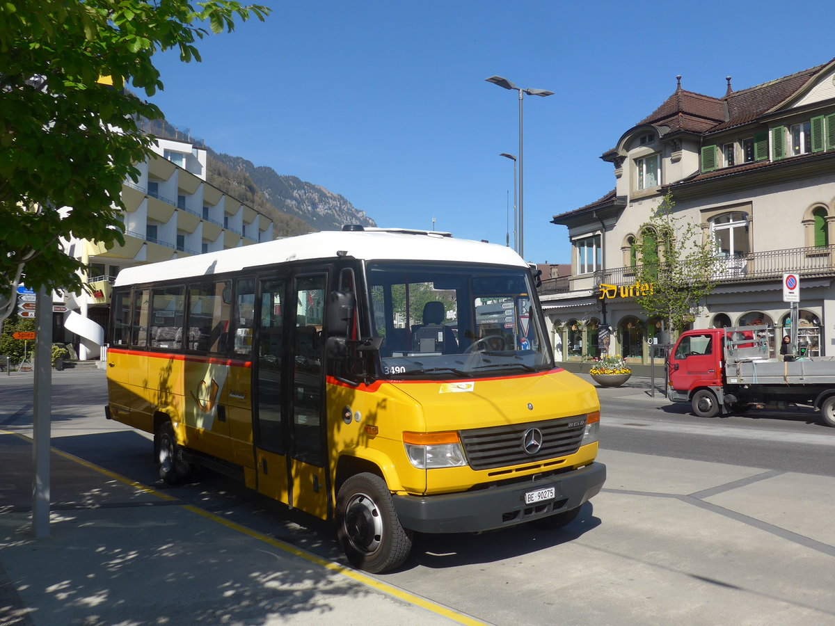 (216'093) - PostAuto Bern - BE 90'275 - Mercedes/Kusters (ex Portenier, Adelboden Nr. 7) am 15. April 2020 beim Bahnhof Interlaken West