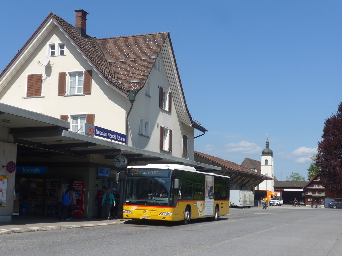 (216'804) - PostAuto Ostschweiz - SG 356'488 - Mercedes (ex Schmidt, Oberbren) am 9. Mai 2020 beim Bahnhof Nesslau-Neu St. Johann