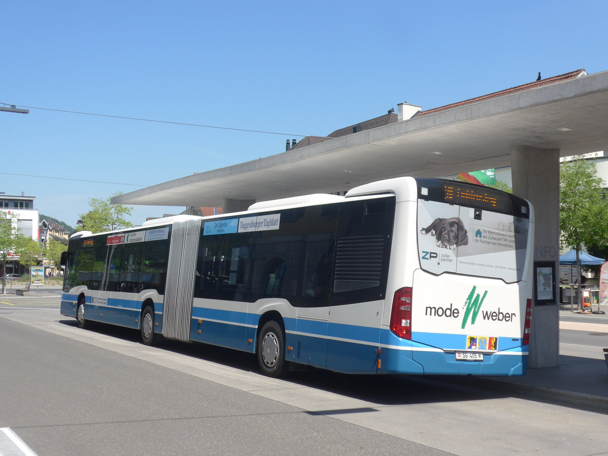 (216'824) - BLWE Wattwil - Nr. 1/SG 405 - Mercedes am 9. Mai 2020 beim Bahnhof Wattwil