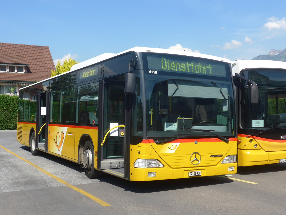 (216'877) - PostAuto Ostschweiz - SZ 58'002 - Mercedes (ex Kistler, Reichenburg) am 9. Mai 2020 in Reichenburg, Garage
