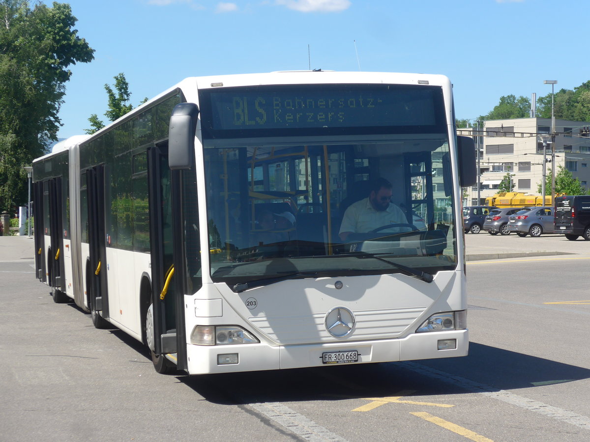 (217'178) - Intertours, Domdidier - Nr. 203/FR 300'668 - Mercedes (ex VZO Grningen Nr. 53) am 21. Mai 2020 beim Bahnhof Lyss