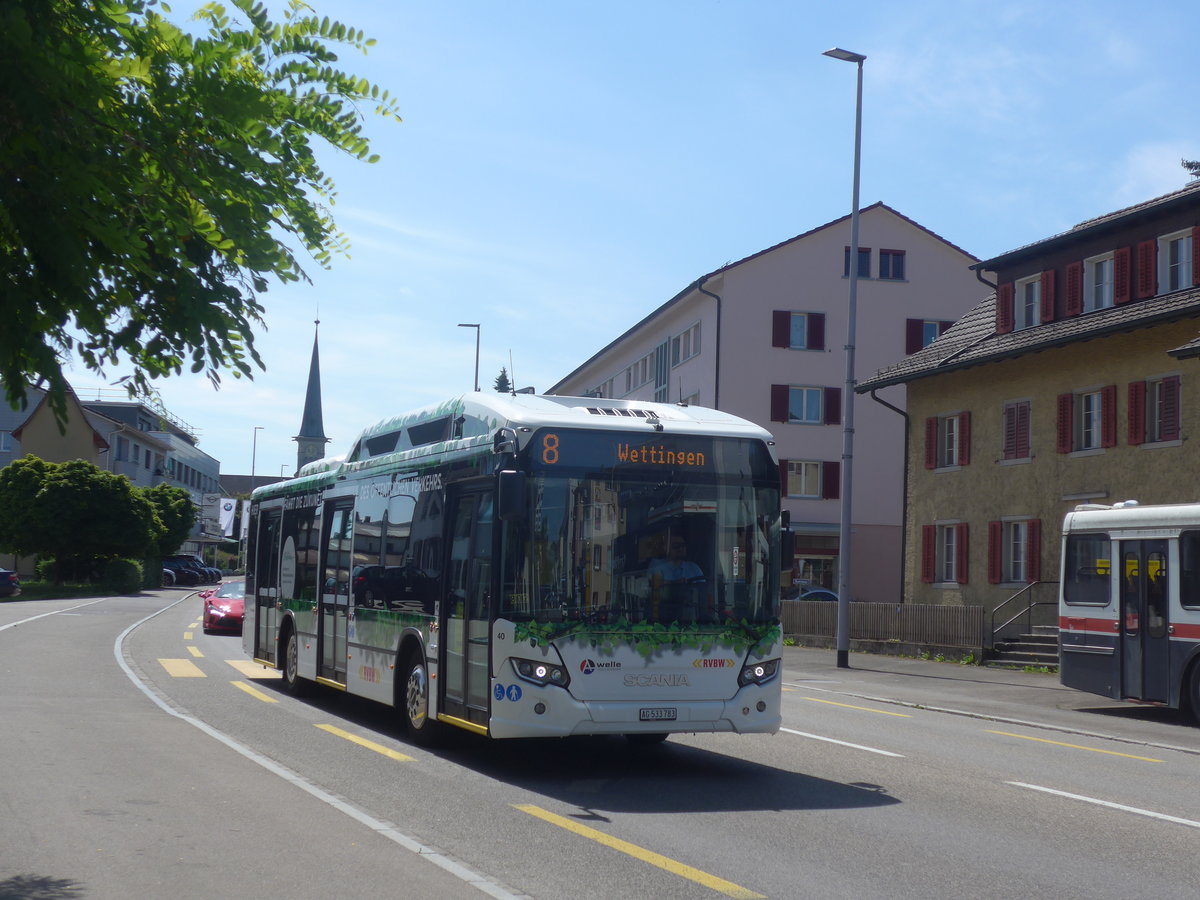 (217'389) - RVBW Wettingen - Nr. 40/AG 533'783 - Scania am 30. Mai 2020 in Neuenhof, Zrcherstrasse