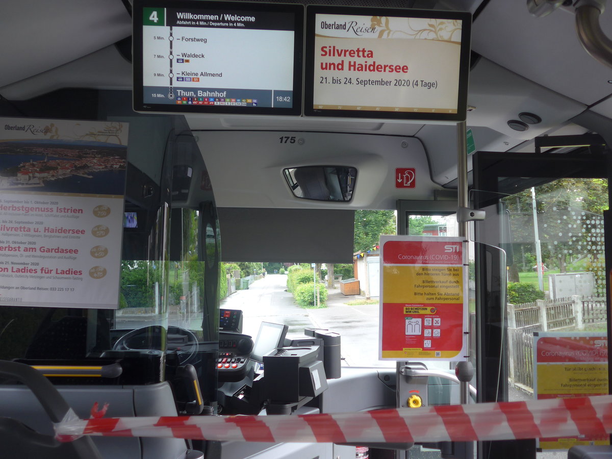 (217'680) - STI Thun - Nr. 175/BE 752'175 - Mercedes am 7. Juni 2020 in Thun-Lerchenfeld, Endstation (Innenaufnahme)