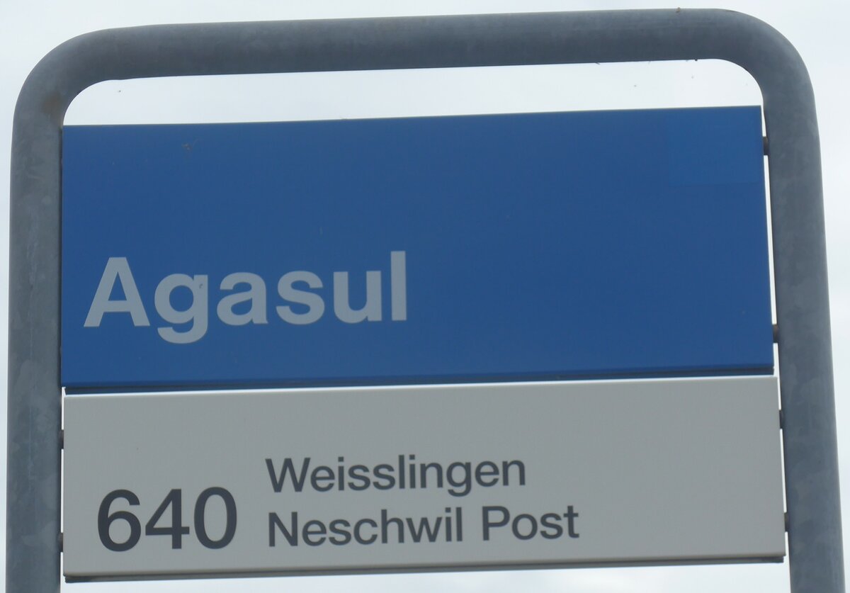 (217'701) - ZVV-Haltestellenschild - Agasul, Agasul - am 8. Juni 2020