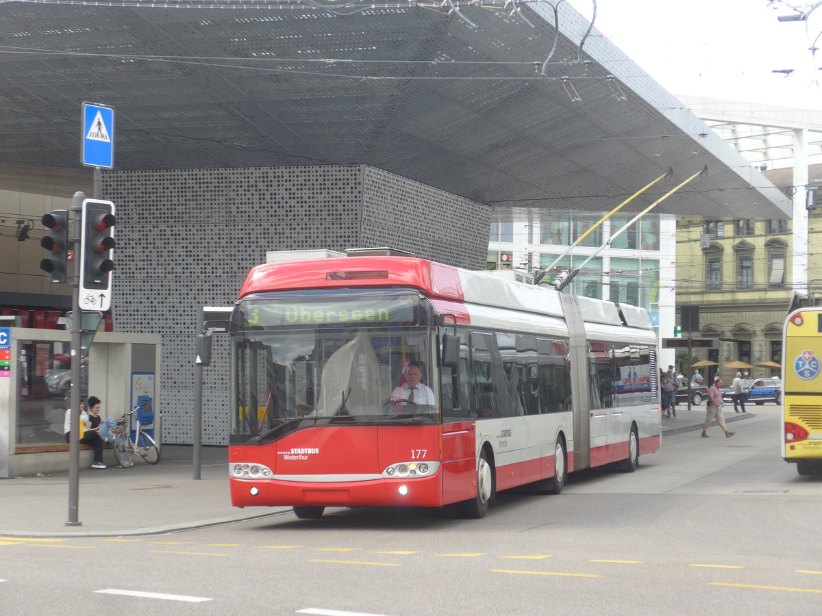 (218'267) - SW Winterthur - Nr. 177 - Solaris Gelenktrolleybus am 28. Juni 2020 beim Hauptbahnhof Winterthur