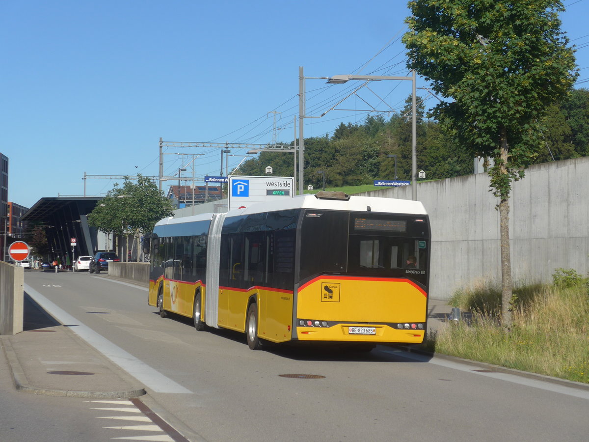 (218'425) - PostAuto Bern - Nr. 685/BE 823'685 - Solaris am 4. Juli 2020 beim Bahnhof Bern Brnnen Westside