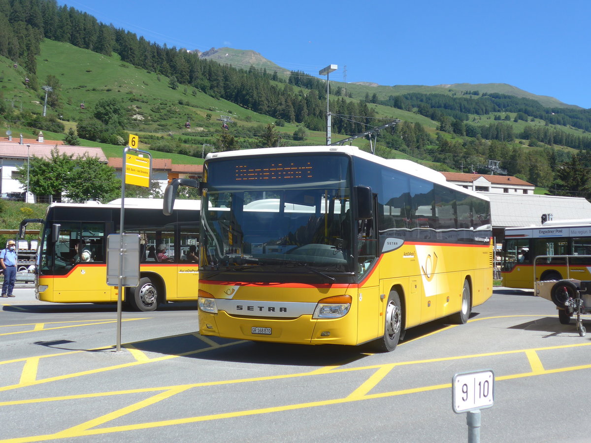 (218'471) - PostAuto Graubnden - GR 168'870 - Setra (ex Heim, Flums) am 5. Juli 2020 beim Bahnhof Scuol-Tarasp