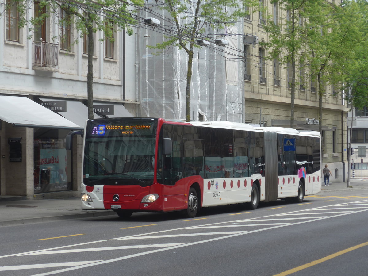 (218'515) - TPF Fribourg - Nr. 558/FR 300'414 - Mercedes am 6. Juli 2020 beim Bahnhof Fribourg