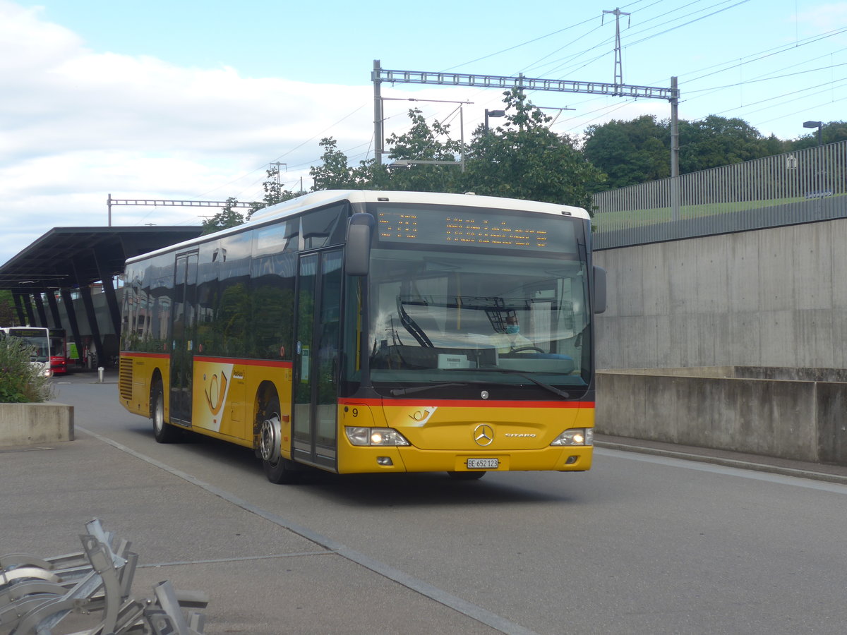(218'588) - PostAuto Bern - Nr. 9/BE 652'123 - Mercedes (ex Klopfstein, Laupen Nr. 9) am 6. Juli 2020 beim Bahnhof Bern Brnnen Westside